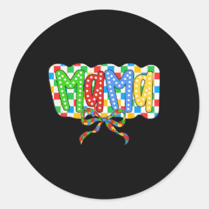 Autism Mama Mama Coquette Bow Autismus Bewusstsein Runder Aufkleber