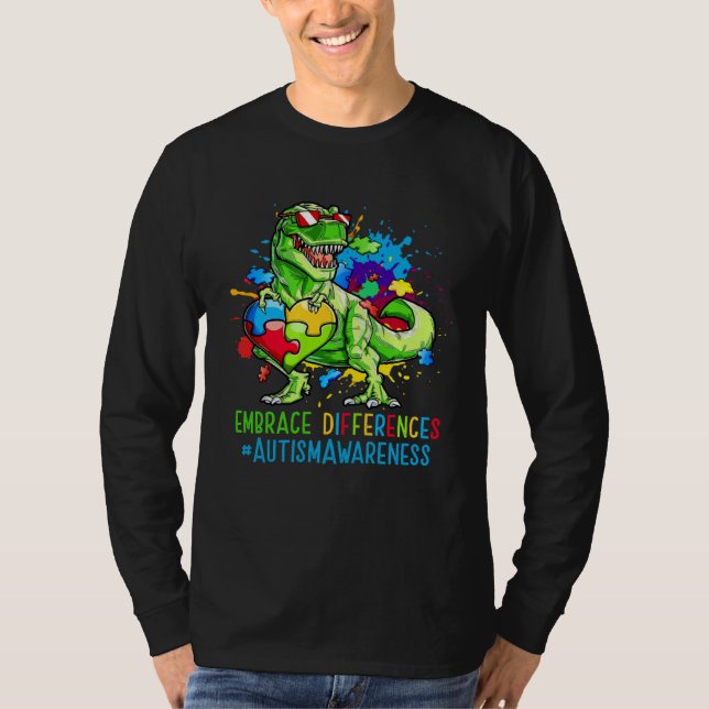 Autism Month Dinosaurs Autism Rex Kids Cute Puzzle T-Shirt (Vorderseite)