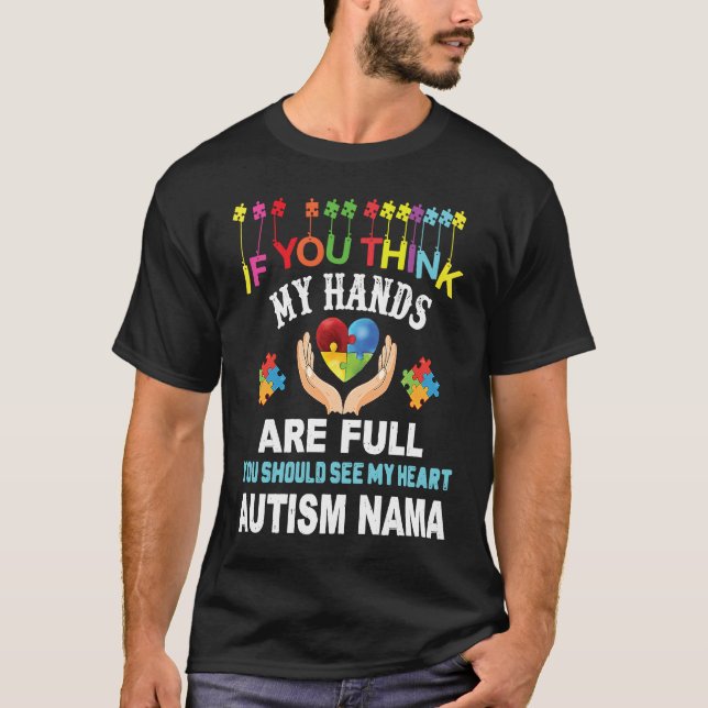 Autism Nama Autism Awareness Love Heart Puzzle Pie T-Shirt (Vorderseite)