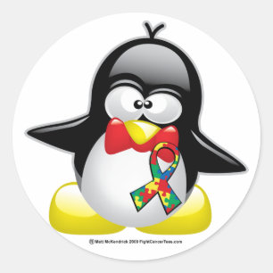 Autism Penguin Runder Aufkleber