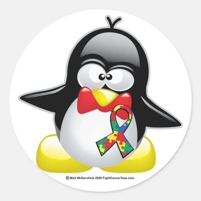 Autism Penguin Runder Aufkleber (Vorderseite)