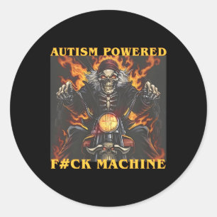 Autism Powered F#ck Machine Funny Skeleton Meme Runder Aufkleber