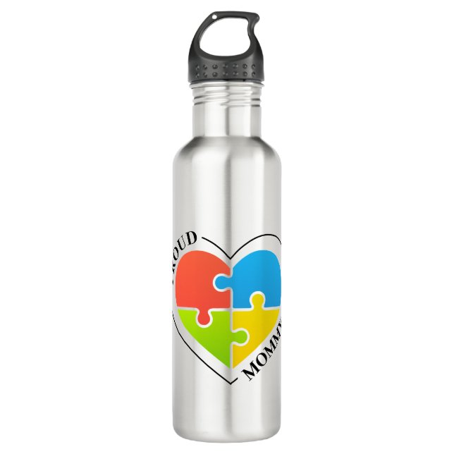 Autism Proud Mommy Edelstahlflasche (Vorderseite)