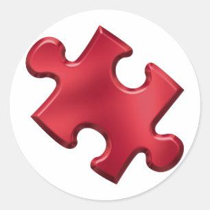 Autism Puzzle Piece Red Runder Aufkleber