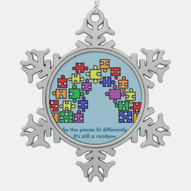 Autism Puzzle Rainbow Snowflake Ornament (Vorderseite)