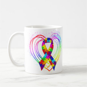 Autism Ribbon on Heart: Kaffeetasse