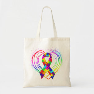 Autism Ribbon on Heart: Tragetasche