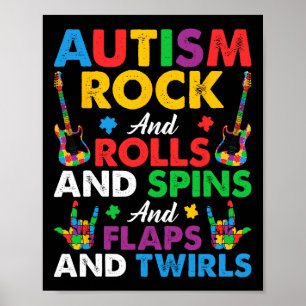 Autism Rock Roll Spin Twirls Gitarrenpuzzle Neurod Poster