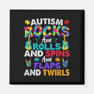 Autism Rockt, Rollt Und Dreht Autismus-Bewusstsein Magnet