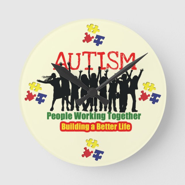 Autism Round (Medium) Clock Runde Wanduhr (Vorderseite)