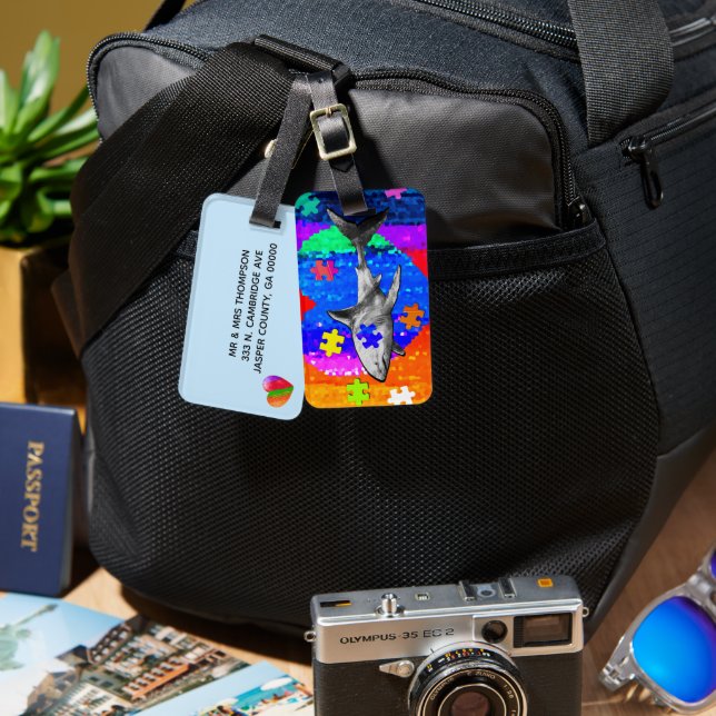 Autism Shark Gepäckanhänger (Vorderseite & Rückseite)