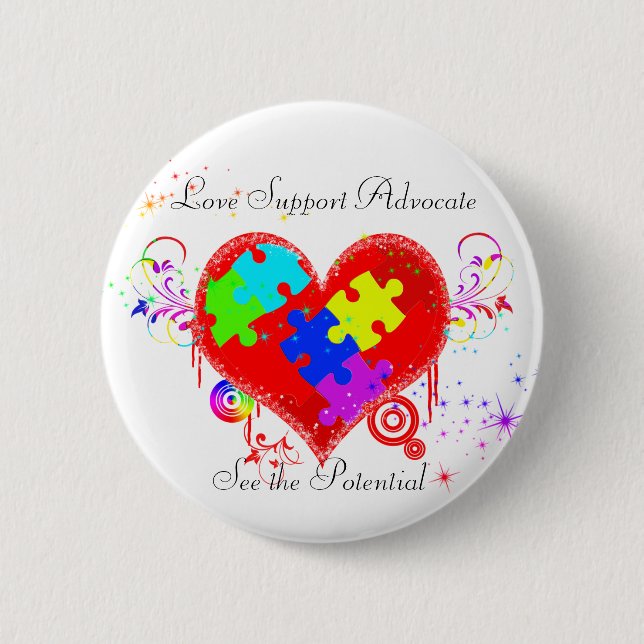 Autism Shining Heart Button (Vorderseite)