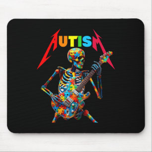 Autism Skeleton Guitar Player Rock Music Autism Aw Mousepad