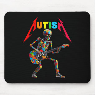 Autism Skeleton Guitar Rock Music Lover Autism Awa Mousepad