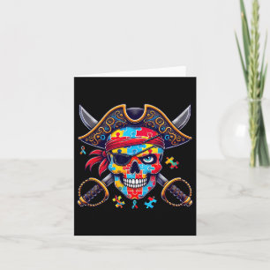 Autism Skeleton Pirate Skull Halloween Mens Womens Karte