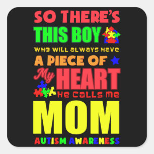 AUTISM SON Autismus Aufklärung Geschenk Autistisc Quadratischer Aufkleber