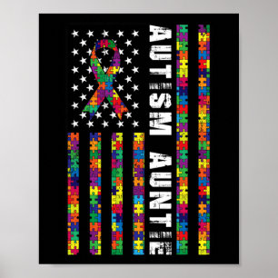 Autism-Tante Amerikanische Flagge Autism-Bewusstse Poster