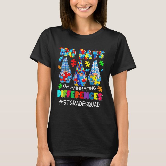 Autism Teacher 100 Days Of Embracing Differences 1 T-Shirt (Vorderseite)
