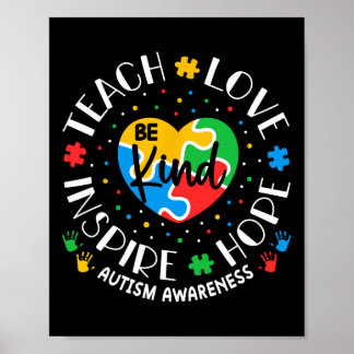 Autism Teacher Shirts Women Teach Liebe Inspiriert Poster