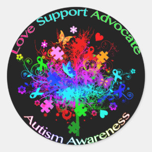 Autism Tree in Spectrum Runder Aufkleber