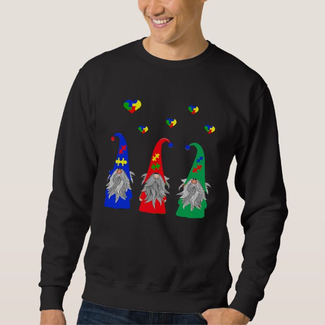 Autism Valentine Gnomes Graphic Valentines Day Sweatshirt (Vorderseite)