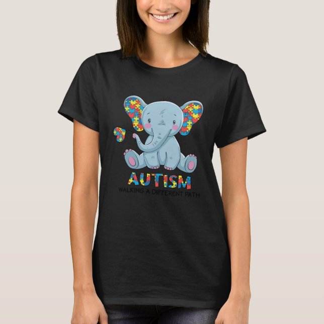 Autism Walking A Different Path Elephant Autism Aw T-Shirt (Vorderseite)
