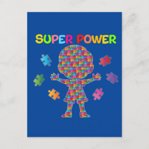 Autisme, carte postale Super Power