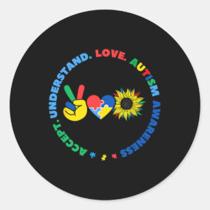 Autisme Kids Superheroes Sonnenblumen Handzeichen Runder Aufkleber
