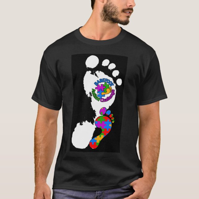 Autisme pieds nus Défi Logo T-shirt Hommes (Devant)