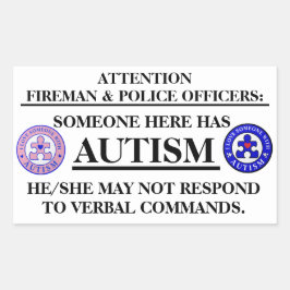 AutismPuzzlePiece.com Autismus Fire/Notfallsicherh Rechteckiger Aufkleber