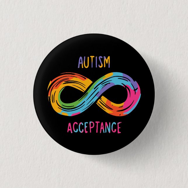 Autismus Akzeptanz Farbenfrohe Rainbow Infinity Sy Button (Vorderseite)