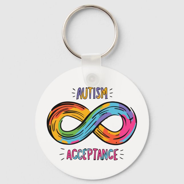 Autismus Akzeptanz Farbenfrohe Rainbow Infinity Sy Schlüsselanhänger (Vorderseite)