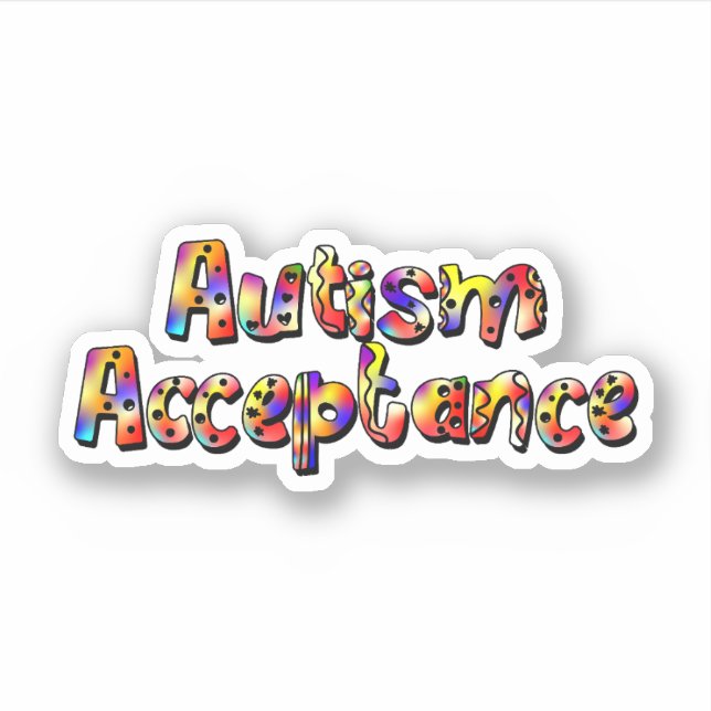 Autismus Akzeptanz farbiger Regenbogentypografie T Aufkleber (Vorderseite)