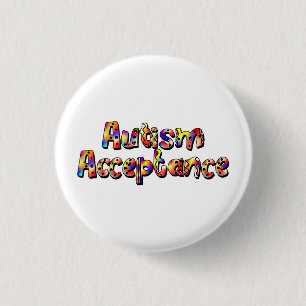 Autismus Akzeptanz farbiger Regenbogentypografie T Button