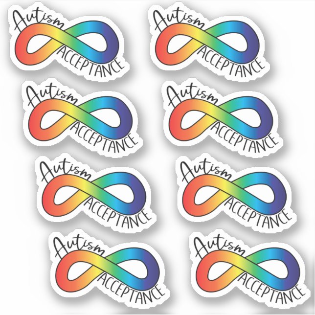 Autismus Akzeptanz Rainbow Infinity 6 Pack Aufkleber (Vorderseite)