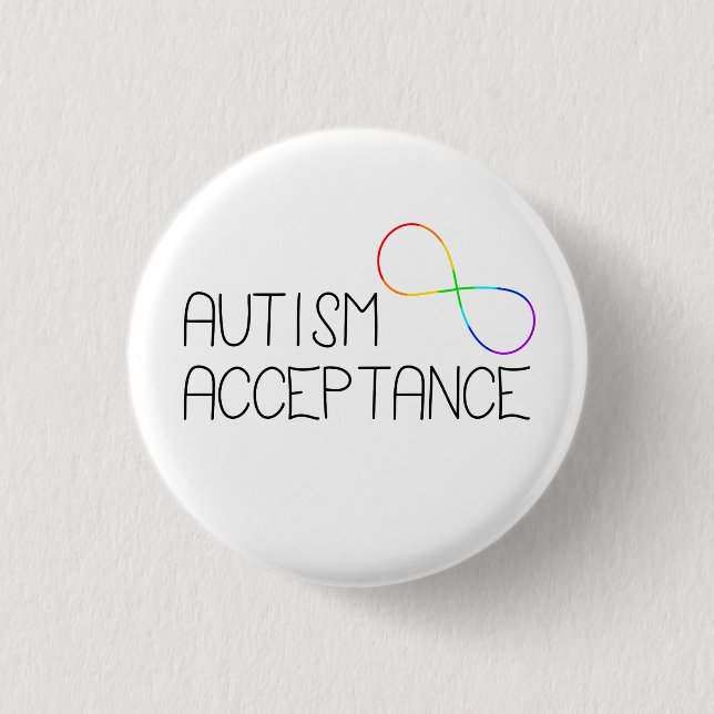 "Autismus Akzeptanz" Rainbow Infinity Symbol Button (Vorderseite)
