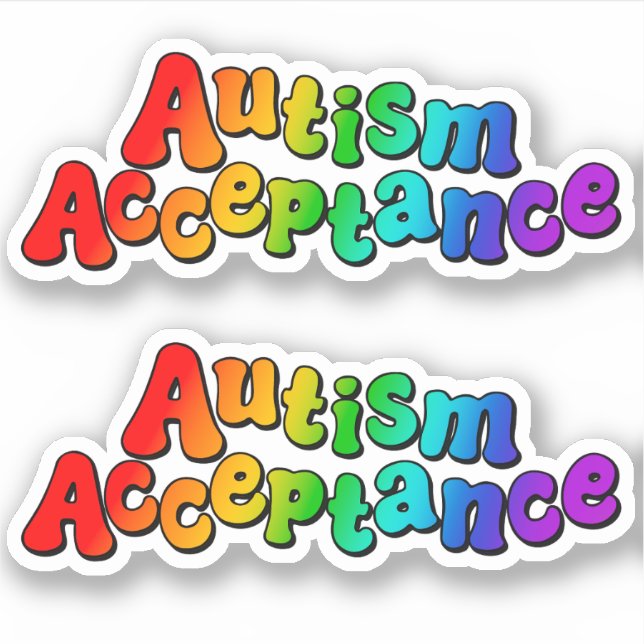 Autismus Akzeptanz Rainbow Typografie Aufkleber (Vorderseite)