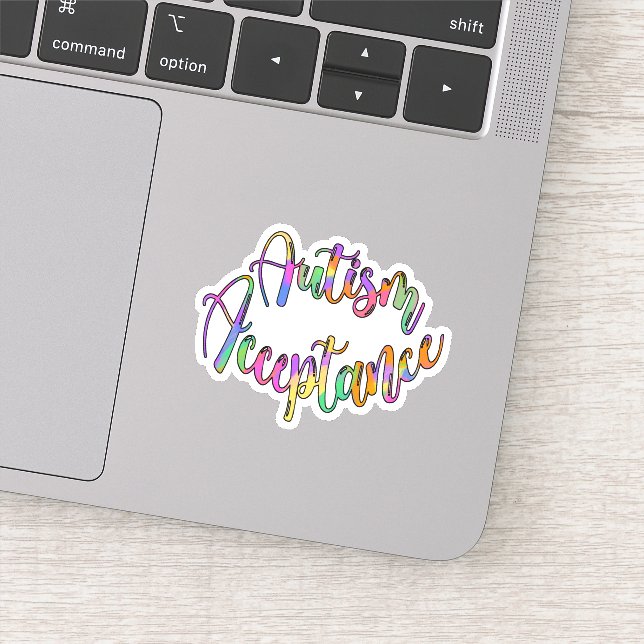 Autismus Akzeptanz Rainbow Typografie Aufkleber (Detail)