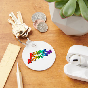 Autismus Akzeptanz Rainbow Typografie Schlüsselanhänger