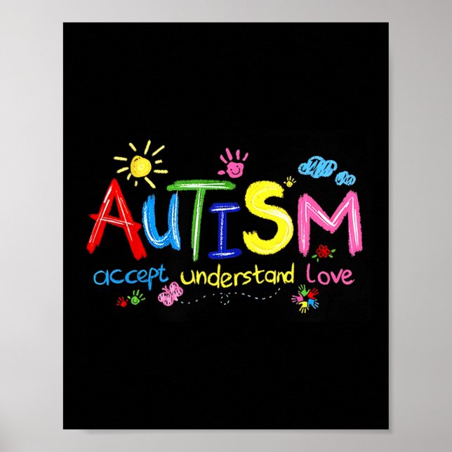 Autismus akzeptieren Liebe Autismus Bewusstsein 1 Poster (Vorne)