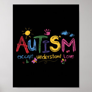 Autismus akzeptieren Liebe Autismus Bewusstsein Mo Poster