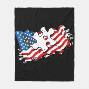 Autismus American Flag Puzzle Autismus Sensibilisi Fleecedecke