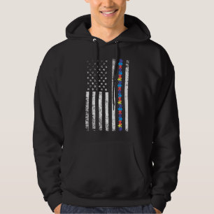 Autismus American Flag Puzzle Piece Products Aware Hoodie