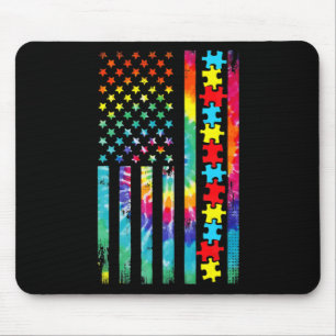 Autismus American Flag T-Shirt Gefärbte Krawatte A Mousepad