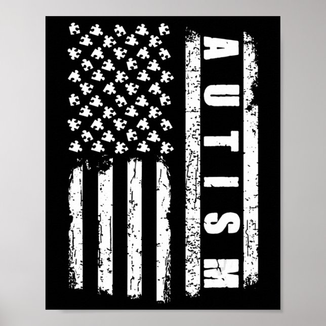Autismus Amerikanische Flagge Autismus Bewusstsein Poster (Vorne)