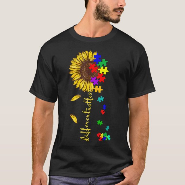 Autismus-anders nicht weniger Autismus Sonnenblume T-Shirt (Vorderseite)