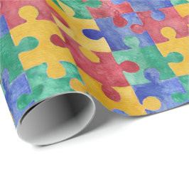 Autismus-Aquarell-Puzzlespiel-Packpapier Geschenkpapier