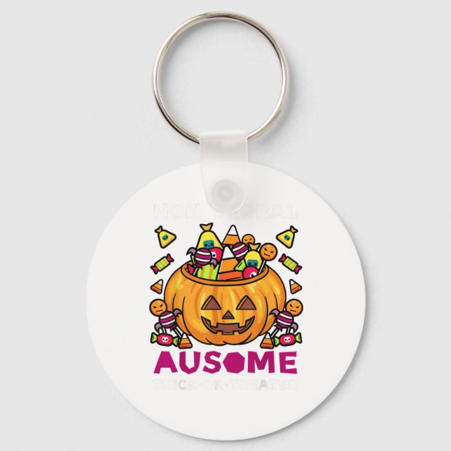 Autismus ASD Sensibilisierung Halloween nicht-verb Schlüsselanhänger (Vorderseite)