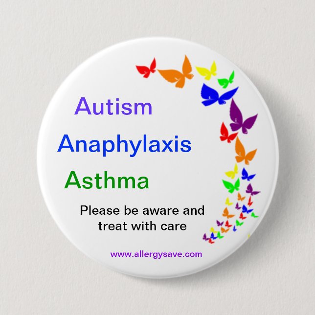 Autismus, Asthma, Anaphylaxis-Abzeichen - groß Button (Vorderseite)