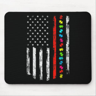 Autismus Aufklärung 4. Juli Thin Red Line Feuerweh Mousepad